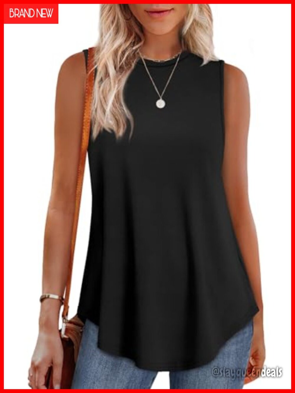 Women's High Neck Tank Top Loose Fit Sleeveless Tunic